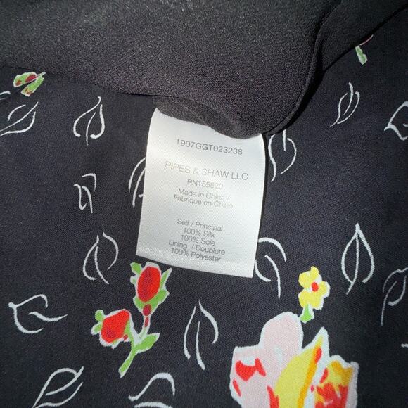 UEC Veronica Beard 100% SILK Black Midi Skirt with Floral Print SEXY SLIT SZ 4 - Picture 14 of 15